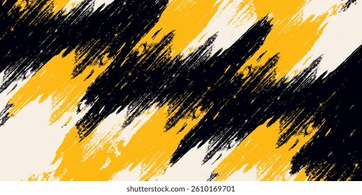Black and yellow abstract background with brush stroke and halftone style. abstract grunge vector illustration