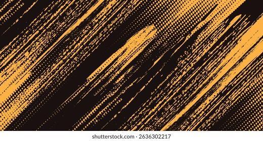 Black and yellow abstract background with brush stroke and halftone style. abstract grunge modern arts