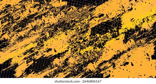 Fondo abstracto negro y amarillo con pincelada y estilo semitono. grunge abstracto. moderno. eps10