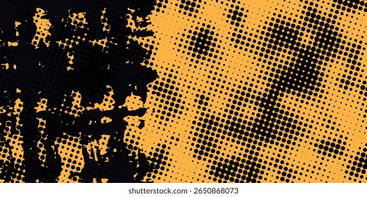 Black and yellow abstract background with brush stroke and halftone style. abstract grunge modern arts