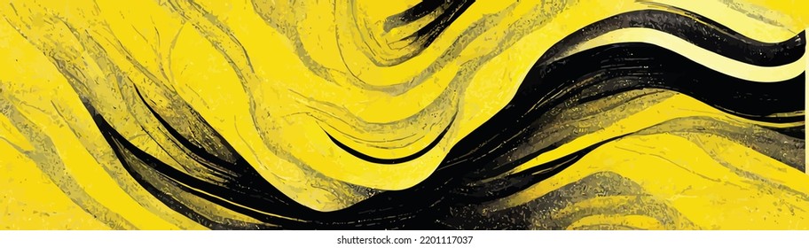 black and yellow abstract background with brushstroke