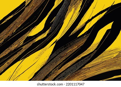 black and yellow abstract background with brushstroke