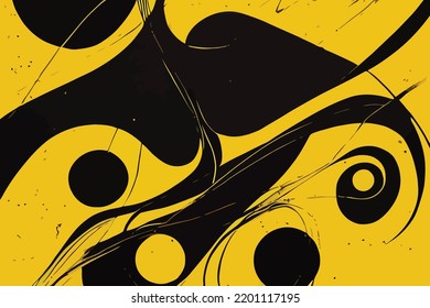 black and yellow abstract background with brushstroke