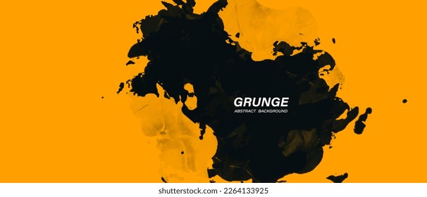 Black and yellow abstract background with brushstroke vector illustration