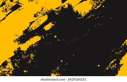 Black and yellow abstract background with brushstroke style. Vector illustration