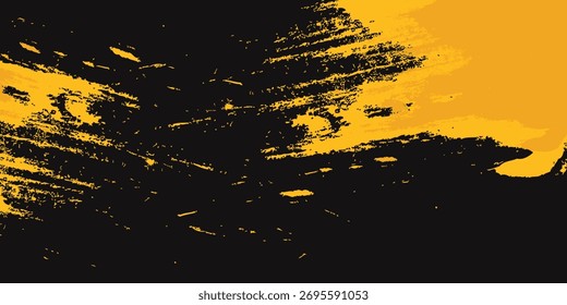 Black and yellow abstract background with brushstroke