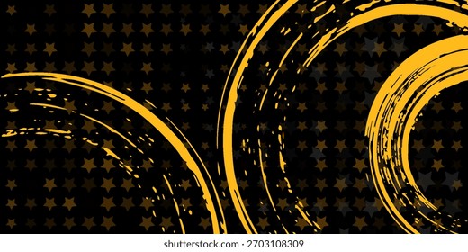 Schwarz-gelber abstrakter Hintergrund mit Pinselstrich und Halbtonstil einfache Kunst.  