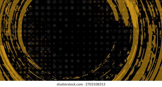 Black and yellow abstract background with brushstroke and halftone style simple art. Illustrations vector modern design