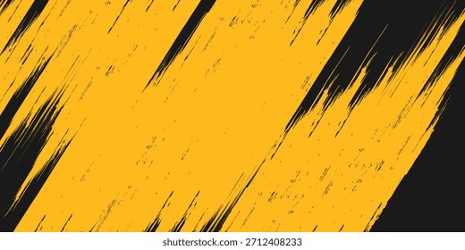 Fondo abstracto negro y amarillo con pincelada y estilo semitono.
