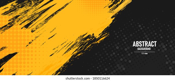 Black and yellow abstract background with grunge and halftone style.