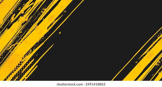 Black and Yellow abstract background with grunge texture. Vector illustration 
