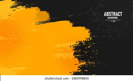 Fondo abstracto negro y amarillo con estilo de semitono.
