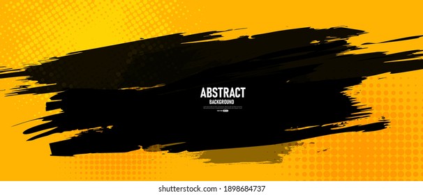 Black and yellow abstract background with halftone style.