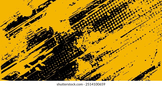 Black and yellow abstract background with halftone style.