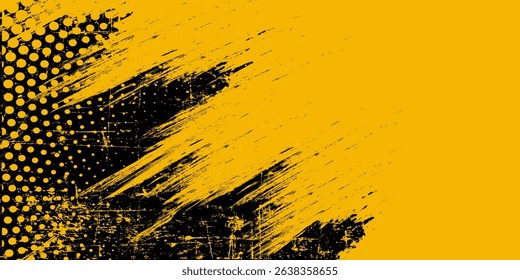 Black and yellow abstract background with halftone style.vector ilustration