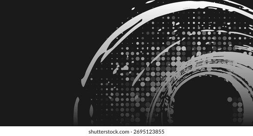 Fondo abstracto negro y amarillo con estilo de punto de semitono. diseño de pincel moderno de arte simple colores de moda abstractos sucios. Anuncio