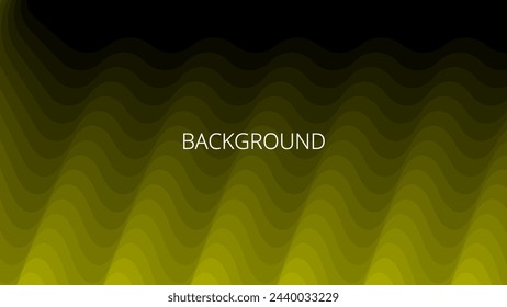 Black and yellow abstract background with sharp wavy lines and gradient transition, dynamic flame shape. Inclined bends. Shape of mountain peaks