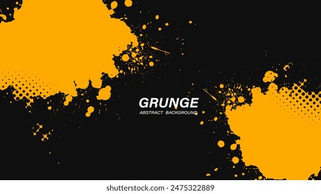 Black and yellow abstract background with splatter brushstroke