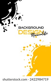 Black and yellow abstract design set. Ink paint on brochure, Design elements isolated on white.