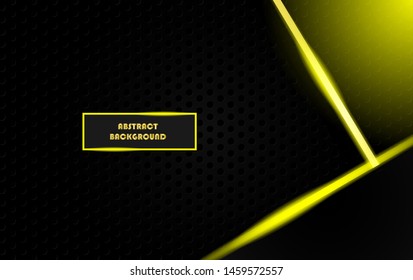 Black yellow abstract geometric background with diagonal shape. Modern design template suitable for business presentation.