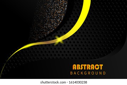 Black yellow abstract geometric background with diagonal shape. Modern design template suitable for business presentation.