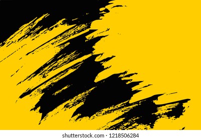 black and yellow abstract grunge brush vector texture background