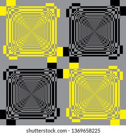 black yellow abstract multiple stairs infinite pyramid perspective on gray background graphic design