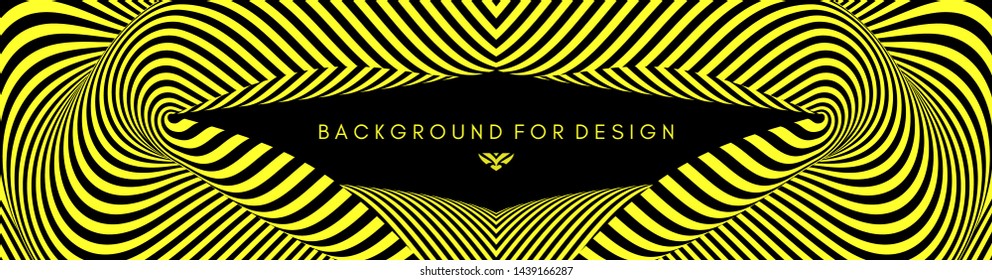 Black and yellow abstract striped background. Optical art. 3d vector illustration for brochure, annual report, magazine, poster, presentation, flyer and banner. 