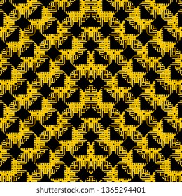 black yellow Art Deco Abstract decorative stroke textured background Seamless pattern