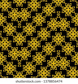 black yellow Art Deco Arabesque. Decorative seamless pattern, ornament for coloring books or pages