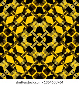 black yellow art deco seamless pattern with decorative squares