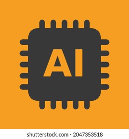 Black and Yellow Artificial Intelligence Icon Vector