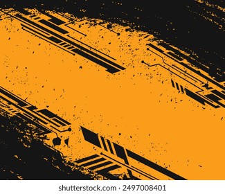 Fondo negro y amarillo grunge pinceladas con textura abstracta