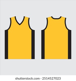 Design de camisa de basquete preto e amarelo para impressão de vetor.