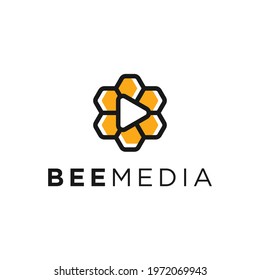 Black Yellow Bee Hive Play Media Logo Vector 