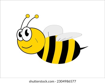 black yellow bee isolated on white