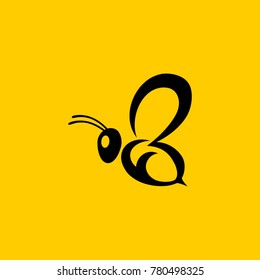 Black and Yellow Bee Logo Vector