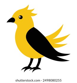 A black and yellow bird in white background. art and illustrator,