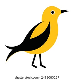 A black and yellow bird in white background. art and illustrator,