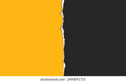 Black and yellow blank background with torn paper border