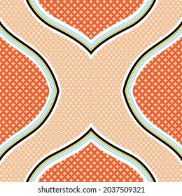 Black Yellow And Blue Seamless Vector Stripe With Retro Bandanna Pattern On Orange Background