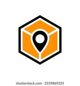 black yellow box logo and location pin