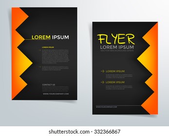 Black and yellow brochure template flyer design vector Halloween concept with sample text for A4 size