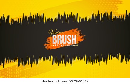 Black and yellow brush background with halftone and gradient