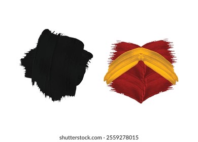 Black and Yellow brush strokes are isolated on a white background. Watercolor