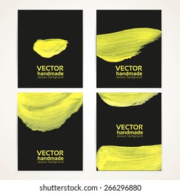 Black and yellow brush texture hand drawing banner set