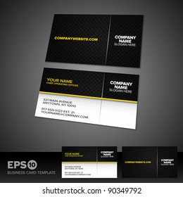 Black And Yellow Business Card Template With Patterned Background