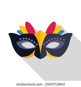 Black and yellow carnival mask with feathers for mardi gras celebration