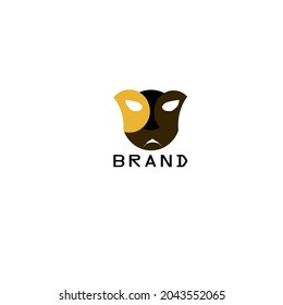 Black and yellow cat mask vector icon isolated on white background