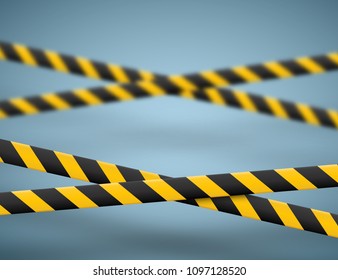 Black and yellow caution lines isolated. Realistic warning tapes. Danger signs. Vector background.